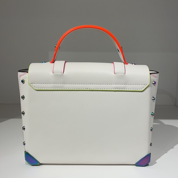 Michael Kors Manhattan contrast trim white satchel crossbody - Picture 3 of 12